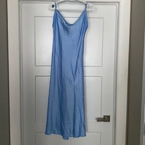 Light Blue Midi Cowl Neck Dress
